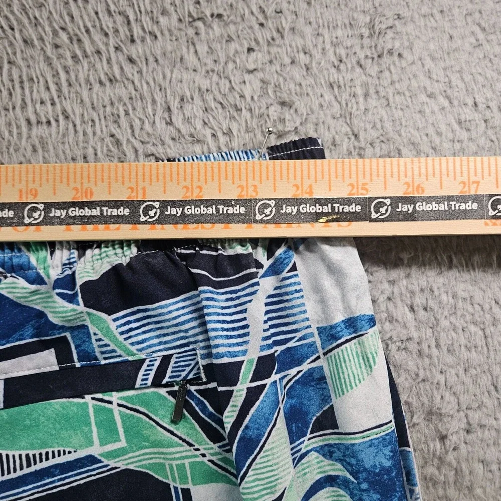 NWT Caribbean Swim Shorts Trunks Men's 4XB Lined Zip Pocket Leaf Geometric Print
